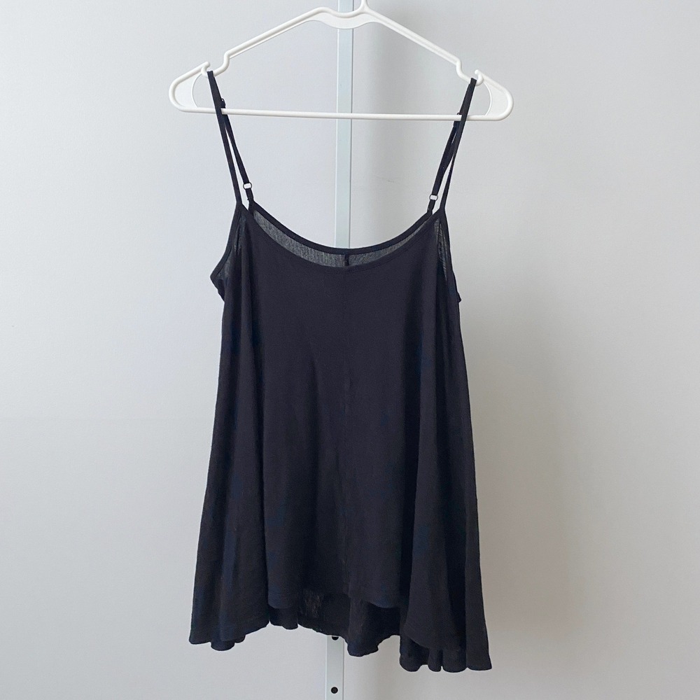 AllSaints Cotton Relaxed Slouchy Minimalist Strappy Cami Vest 4 Black